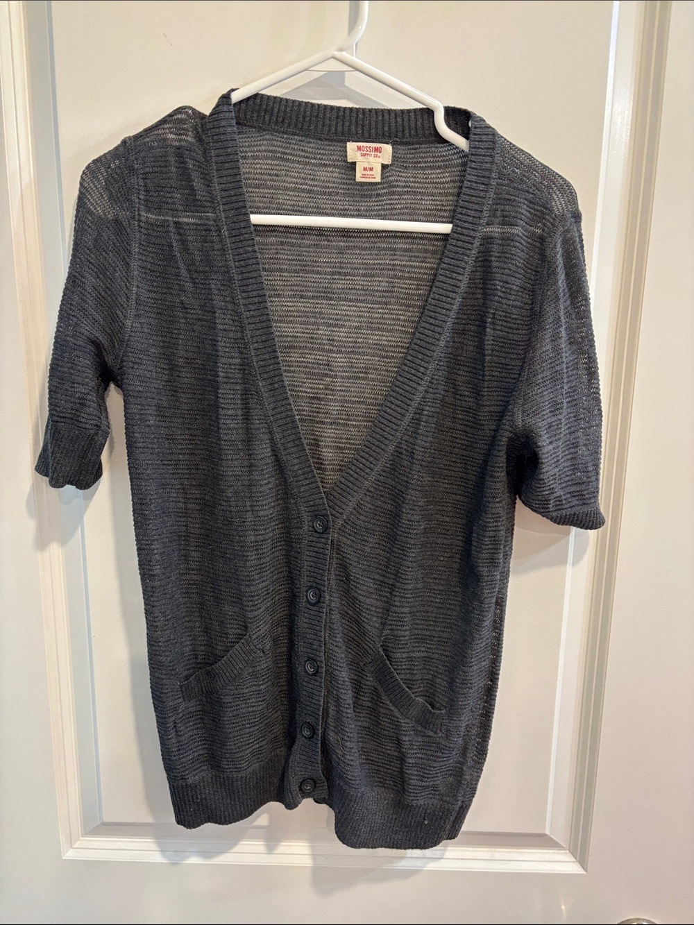 Mossimo Supply Co. Charcoal Gray Short-Sleeve Knit Cardigan